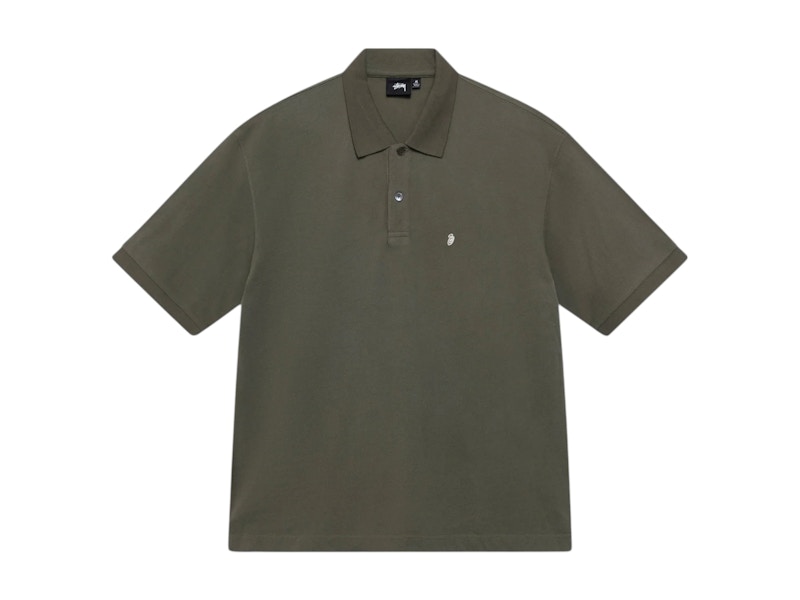 Stussy Classic Pique Polo Green Men's - SS25 - US