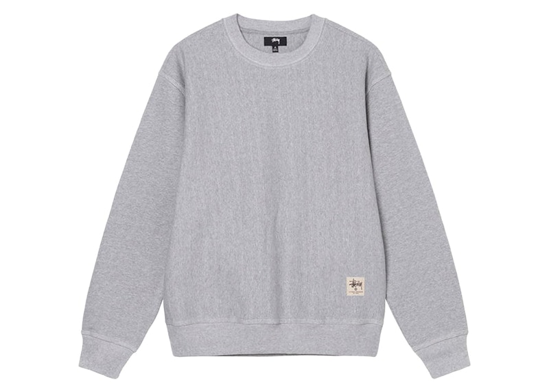 Stussy Contrast Stitch Label Crew Sweater Grey Heather Men's - US