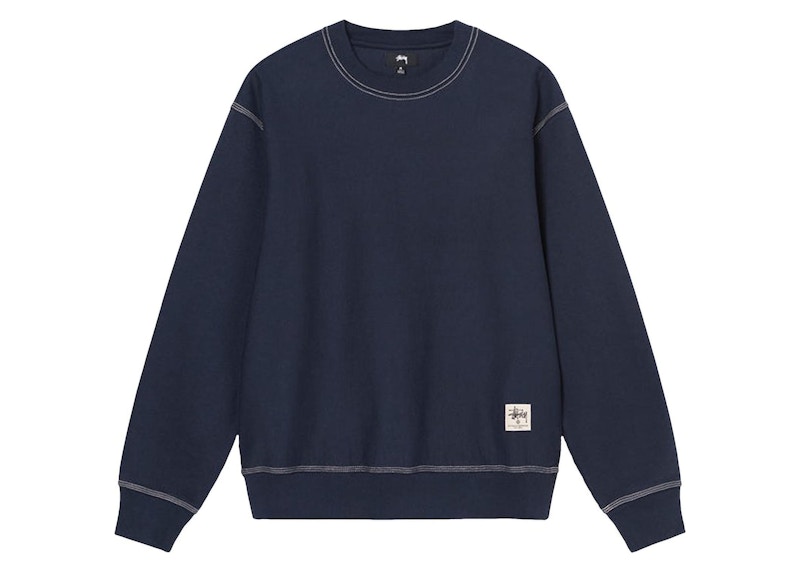 Stussy Contrast Stitch Label Crew Sweater Navy メンズ - JP