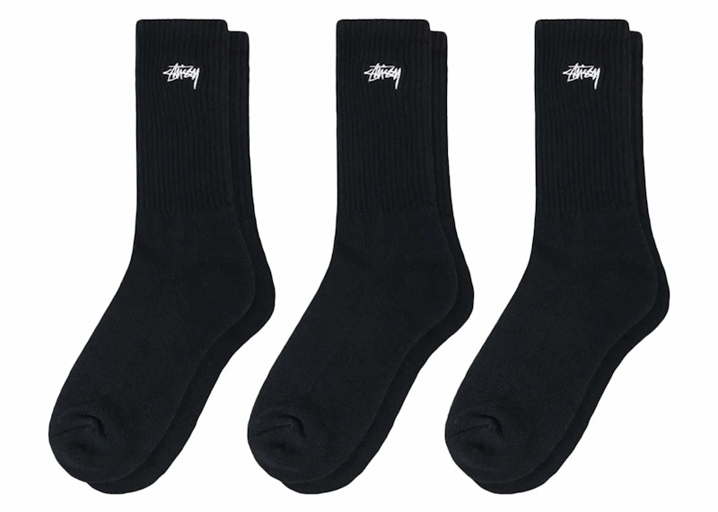 Stussy Designs Sport Sock 3 Pack ソックス Stussy Crew Socks (3 Pack) Black Men's - SS24 - US