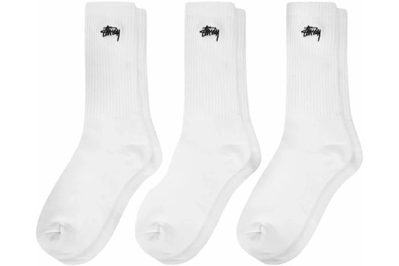 Stussy Crew Socks (3 Pack) White
