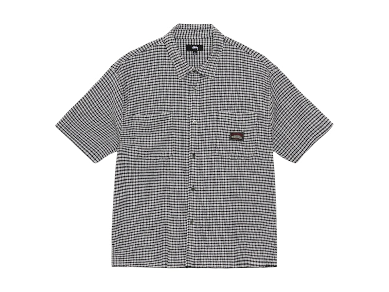 25SS STUSSY CRINKLED CHECK SS SHIRT 定価以下 Stussy Crinkled Check S/S Shirt Black Men's - SS25 - US