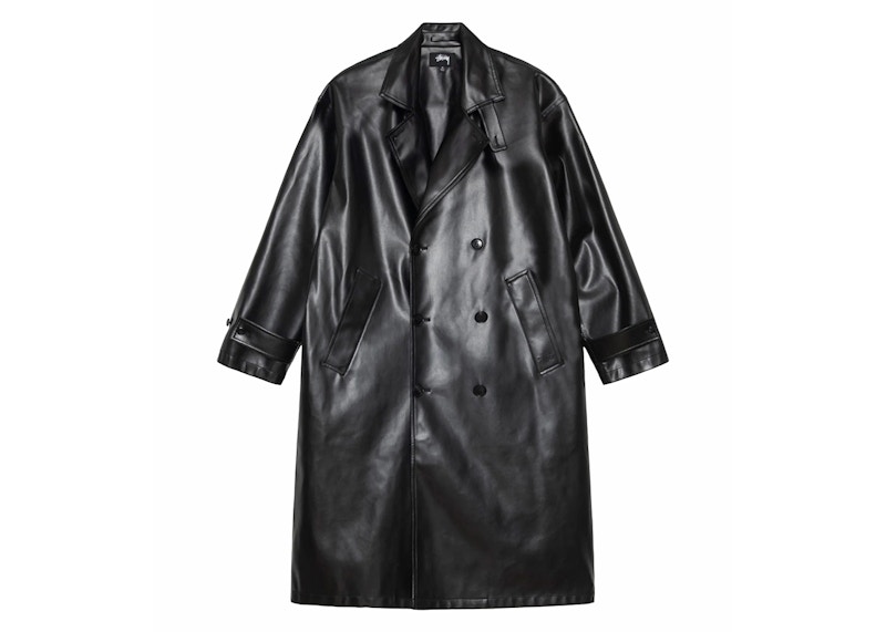 Stussy Double Breasted Trench Coat Black Men's - SS24 - US