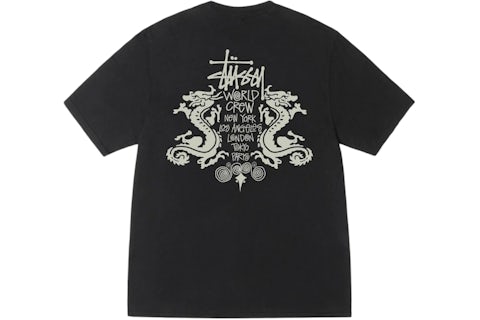 Stussy Double Dragon Pigment Dyed Tee Black Men's SS25 US