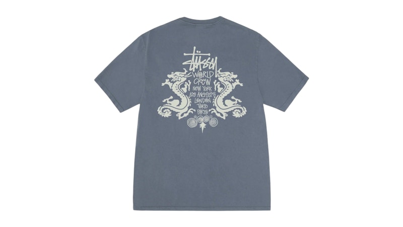 Stussy Double Dragon Pigment Dyed Tee Navy Men's - SS25 - US