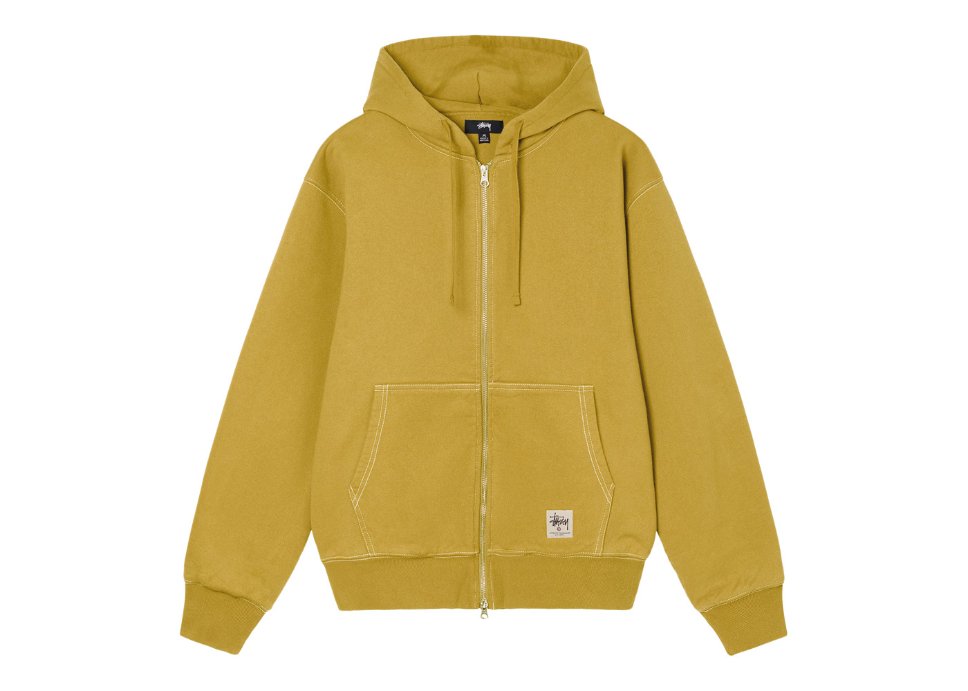 Stussy Double Face Label Zip Hoodie Gold - AW22 - US