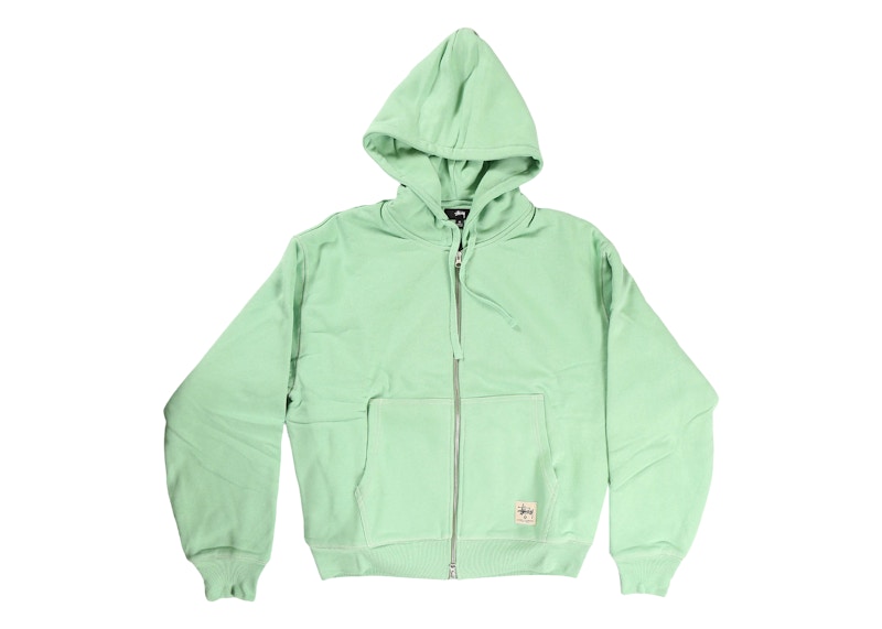 Stussy Double Face Label Zip Hoodie Zephyr Green Men's - US