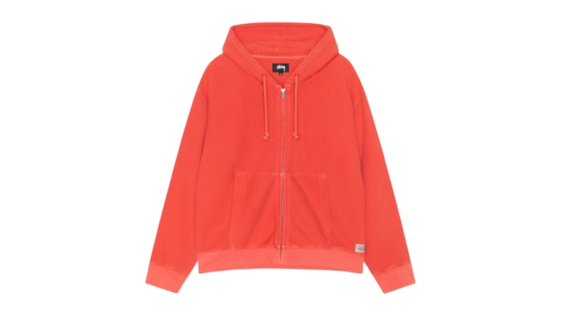 Stussy Double Layer Waffle Zip Hoodie Red Men's - SS25 - US