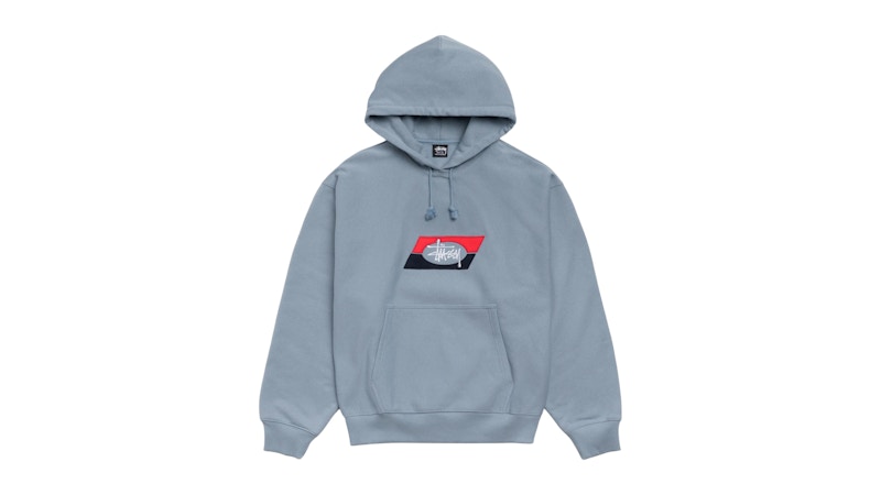 Stussy Double Stripe Embroidered Hoodie Slate Men's - FW25 - US