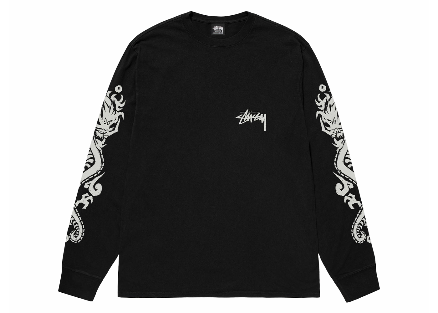 Stussy Dragons Pigment Dyed L/S Tee Black