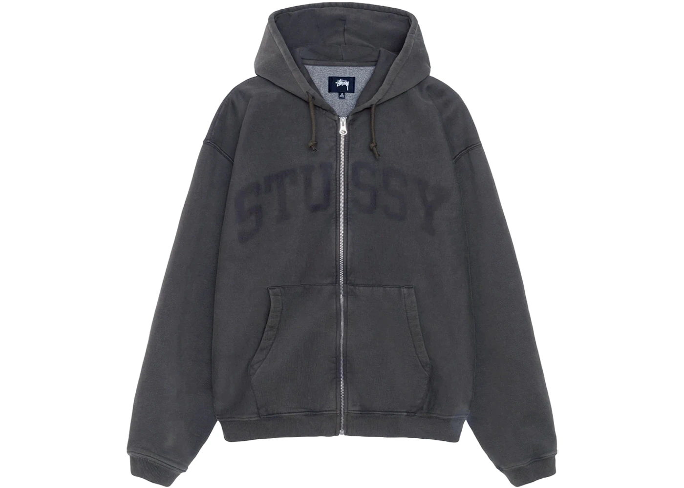 Stussy Faded Graphic Zip Hoodie Washed Black Men's FW24 US