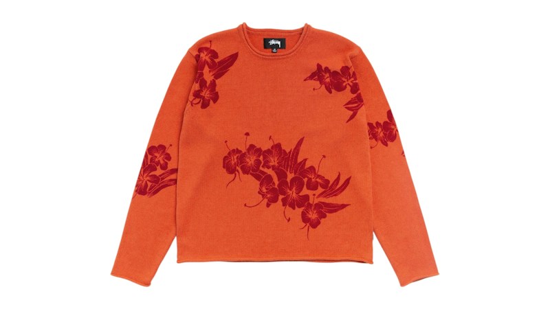Stussy Floral Roll Neck Sweater Rust