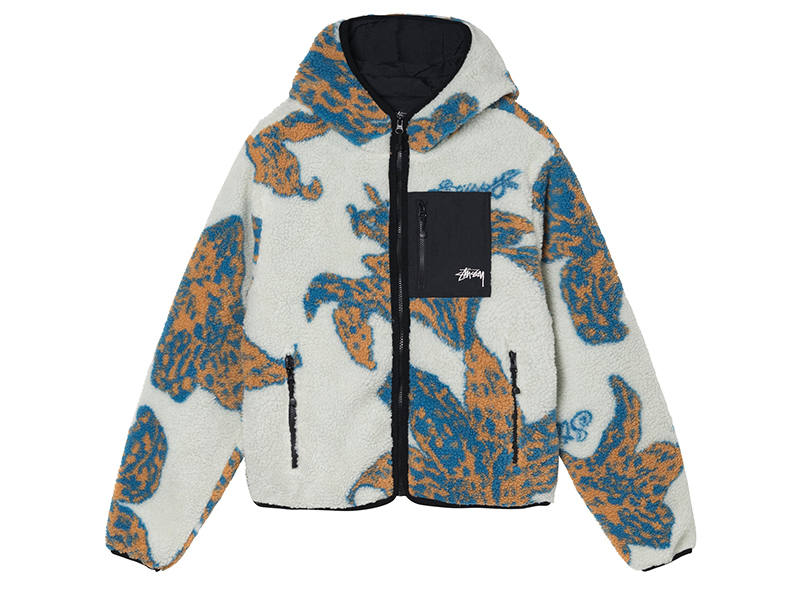 Stussy Floral Sherpa Hooded Jacket Bone -