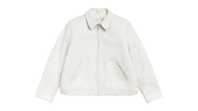 Stussy Garage Cracked Leather Jacket White Men's - SS26 - US
