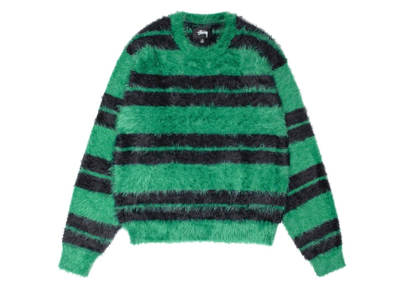 Stussy Hairy Stripe Crew Sweater Black/Green Men's - US