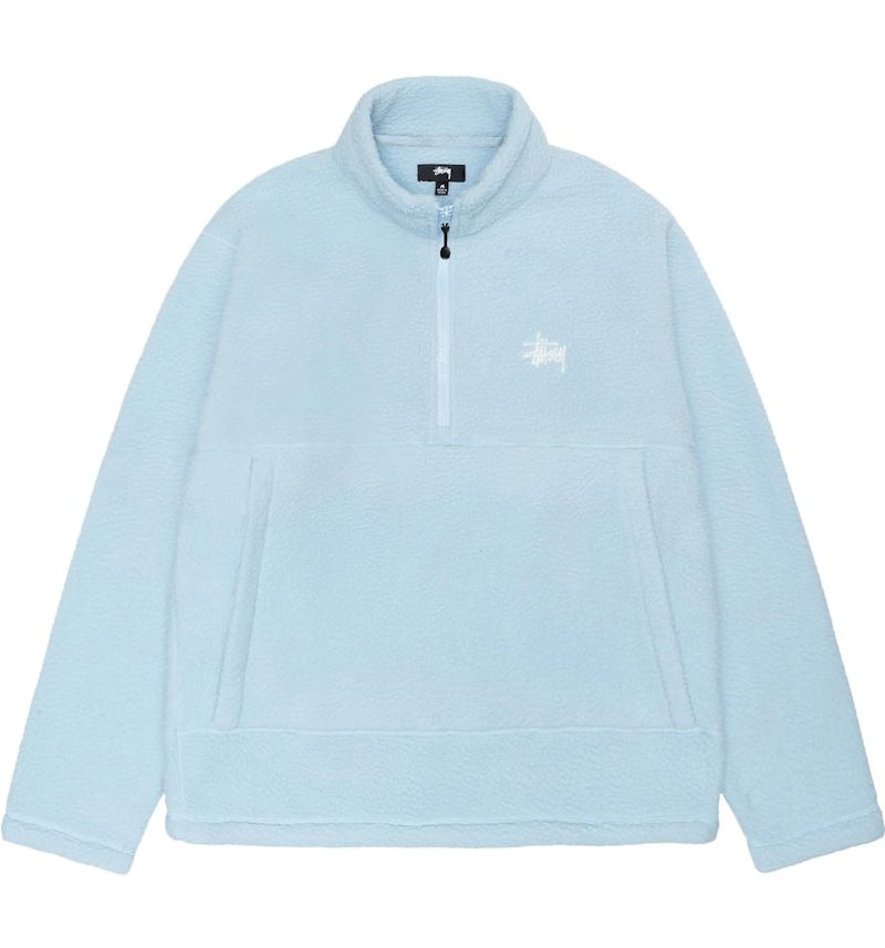 Stüssy Felpa con cappuccio in pile polare con mezza zip blu Uomo IT