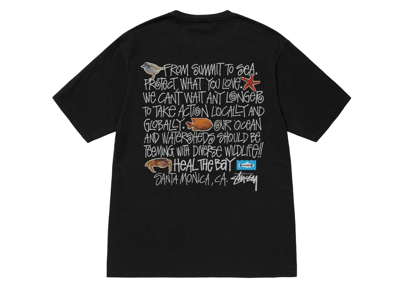 Stussy Heal The Bay Pigment Dyed Summit To Sea Tee Black Men's 