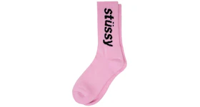 Stussy Helvetica Crew Socks Pink/Black