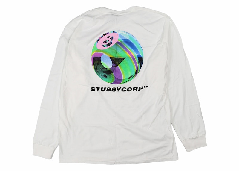【SEAL限定商品】 Stussy US - Men's White Tee L/S Ball 8 Iridescent トップス
