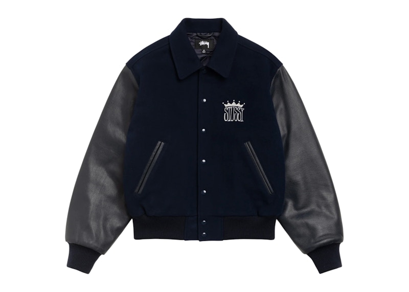 Stussy King Varsity Jacket Navy Men's - FW25 - US