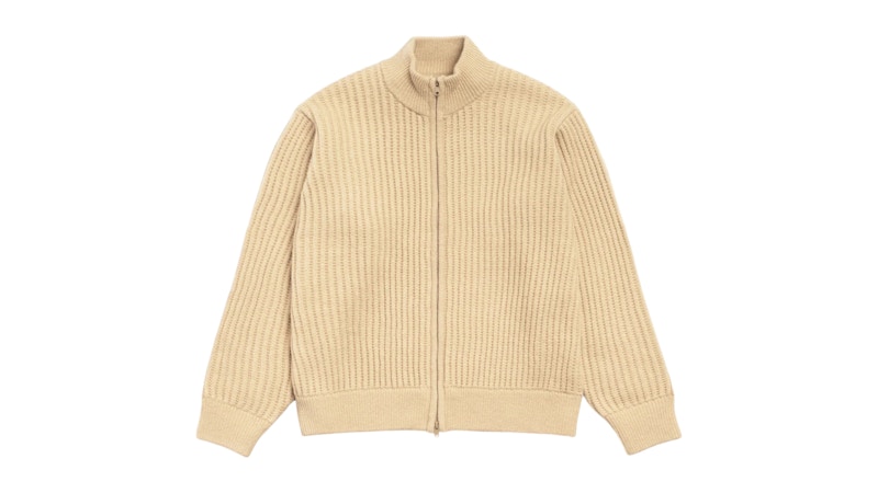 Stussy Lambs Wool Zip Sweater Sand Men's - FW25 - US