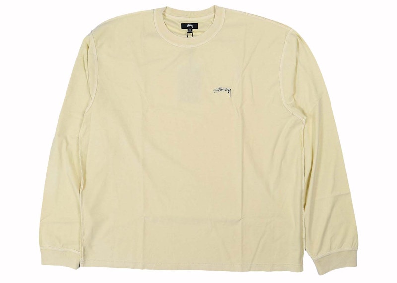 Stussy Lazy Long Sleeve T-shirt Pale Yellow Men's - FW24 - US