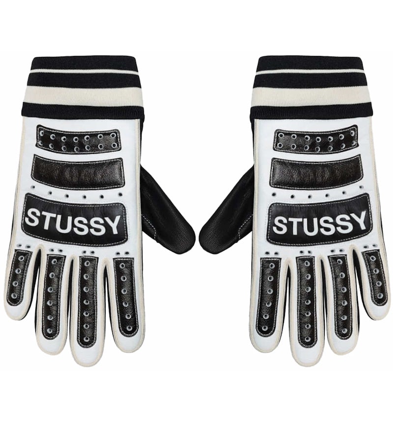 Stussy Leather Bike Gloves Black/White Men's SS24 US