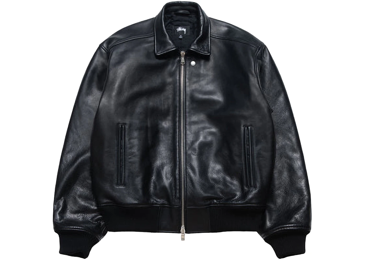 Stussy Leather Flight Jacket Black Men's FW24 GB