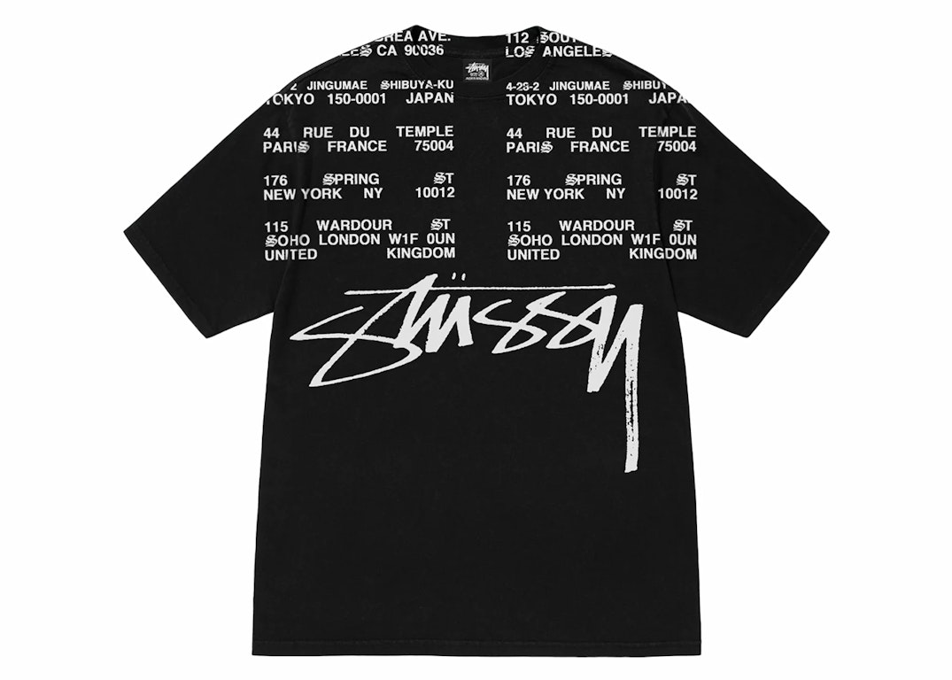 Pre-owned Stussy Locations Pigment Dyed T-shirt Black