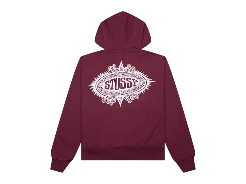 Pre-owned Stussy Men's Mantra Zip Hoodie In Burgundy