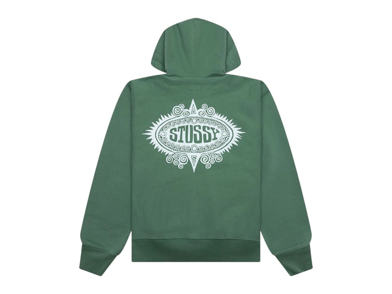 Pre-owned Stussy Men's Mantra Zip Hoodie In Green