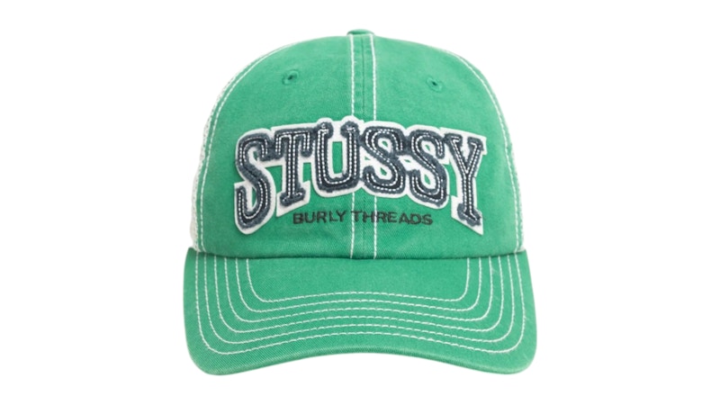 Stussy Mid-Depth Burly Threads Trucker Cap Green Men's - SS26 - US