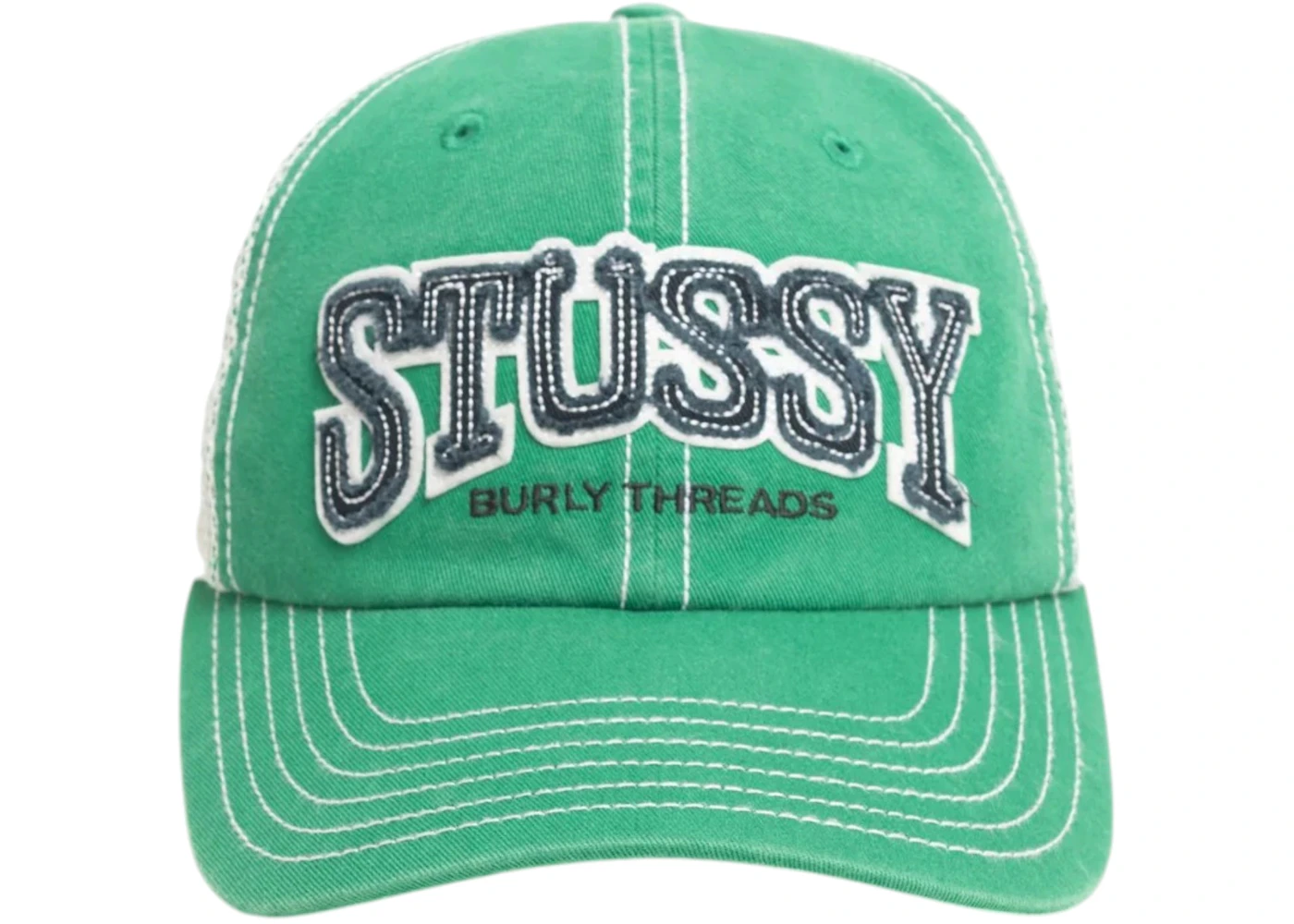 Stussy Mid-Depth Burly Threads Trucker Cap Green Men's - SS26 - US