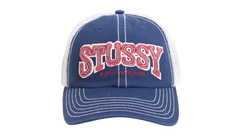 Stussy Mid-Depth Burly Threads Trucker Cap Navy