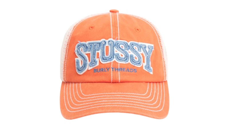 Stussy Mid-Depth Burly Threads Trucker Cap Orange