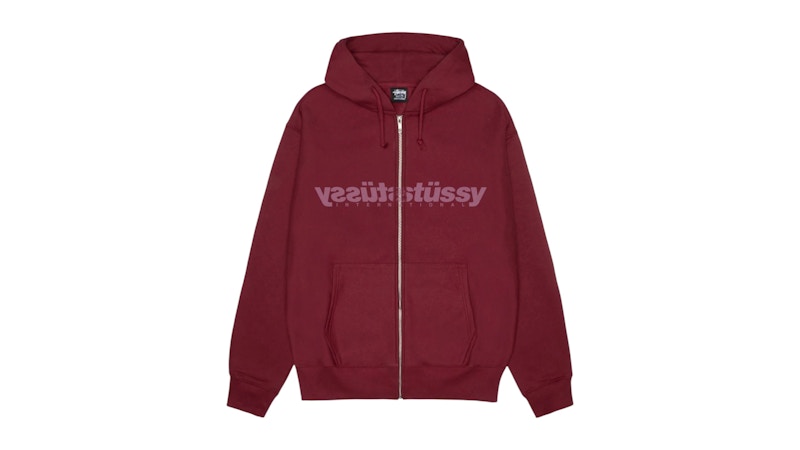 美品 STUSSY thermal lining w-zip hoodie Stussy Thermal Zip Hoodie Mens XXL Brown Sweatshirt Embroidered