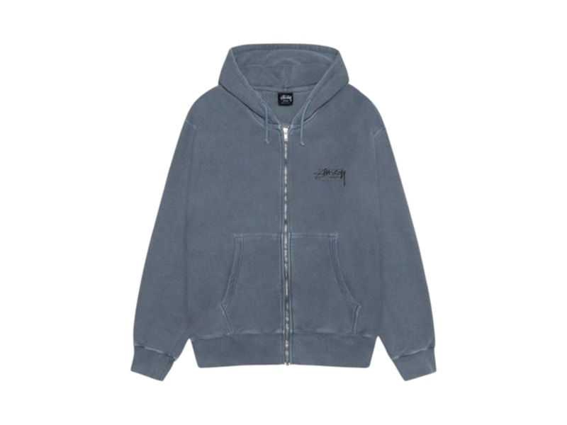Stussy Modern Age Pigment Dyed Zip Hoodie Navy Men's - US