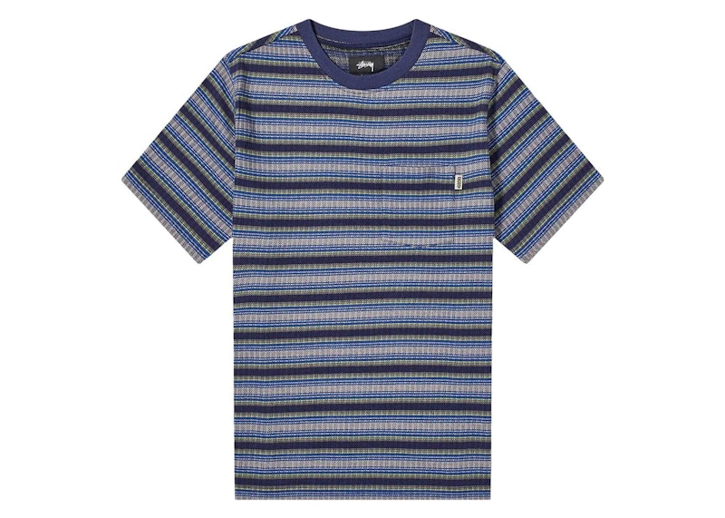 Stussy Ombre Stripe Crew Tee Navy Men's - US