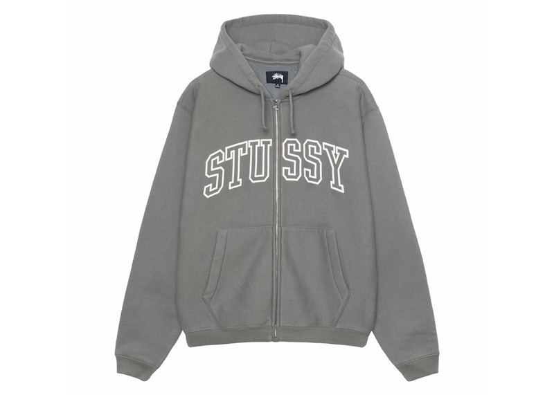 Stussy grey zip up hoodie sale