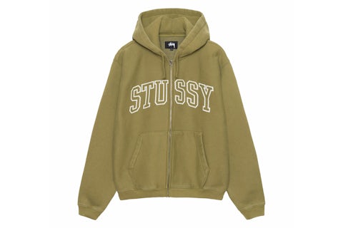 Stussy Outline Zip Hoodie Olive Men's SS24 US - Main Image