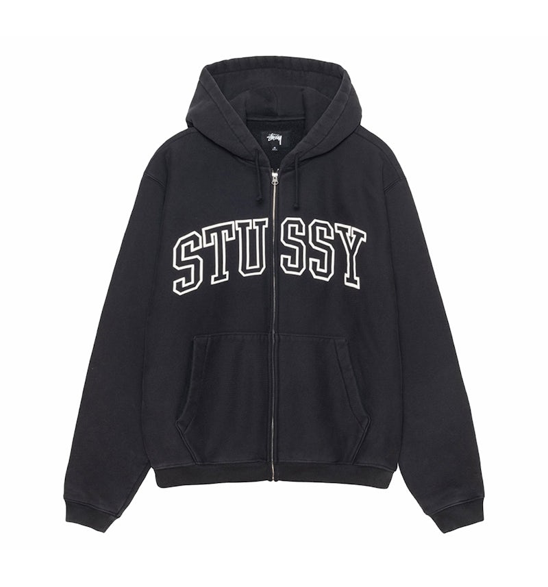 Stussy Outline Zip Hoodie Washed Black Men's SS24 US