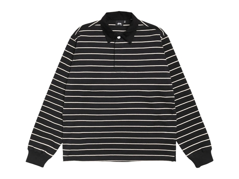 Stussy Pin Striped Rugby Black Men's - FW25 - US