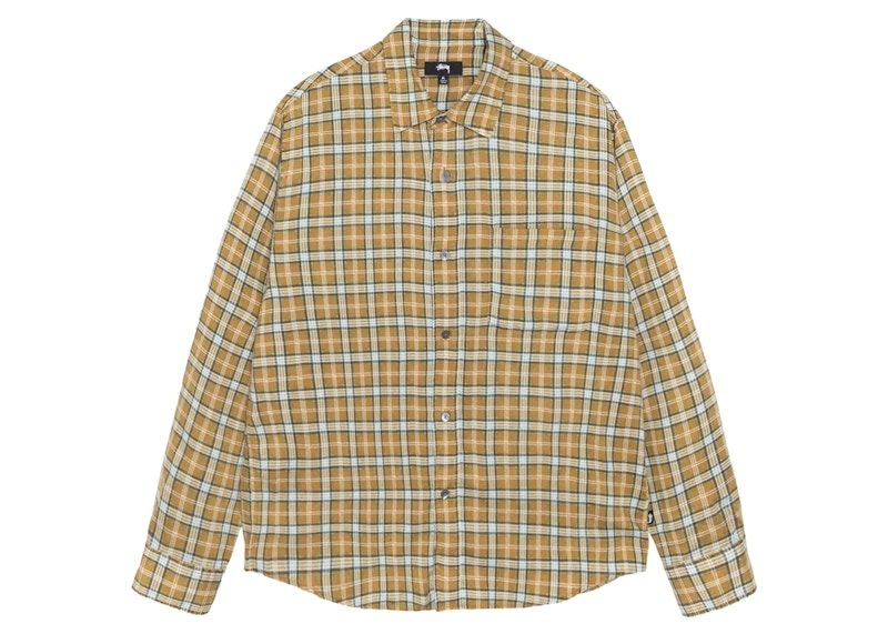 Stussy Plaid Matthew Printed Shirt Gold Men's - FW24 - US