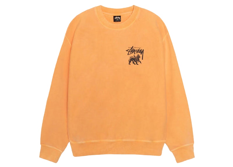 ★24AW 大人気★Stussy RASTA LION CREW PIGMENT DYED Stussy Rasta Lion Pigment Dyed Crew Orange メンズ - FW24 - JP