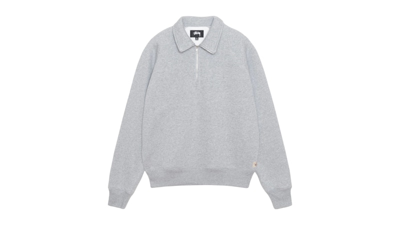 Stussy Relaxed Half Zip Grey Heather Men's - SS25 - US