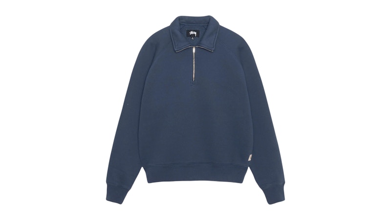 【Stussy】RELAXED HALF ZIP ☆襟付き＆ZIPが今風♪オシャレ感♪ Stussy Relaxed Half Zip Navy Men's - SS25 - US