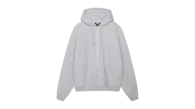 Stussy Relaxed Zip Hoodie Grey Heather Men's - FW25 - GB