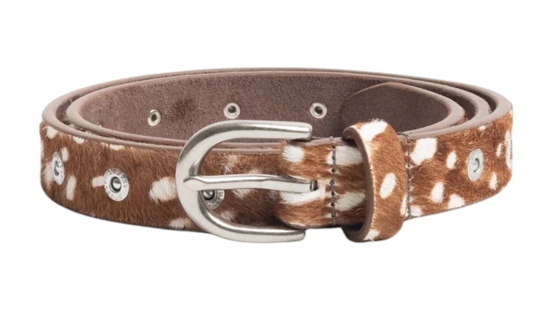 Stussy Rivet Stud Belt Hairy Deer Pattern メンズ - SS26 - JP Stussy Rivet Stud Belt Hairy Deer Pattern メンズ - SS26 - JP