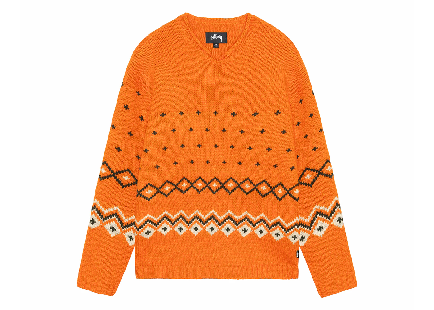Stüssy Jersey Fairisle con cuello vuelto anaranjado Hombre FW24 MX