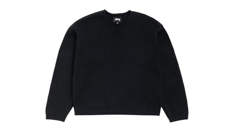 Stussy 26SS ロールVネック ニット ブラック Roll V Neck Sweater – Black | Tops & Knits | Stüssy